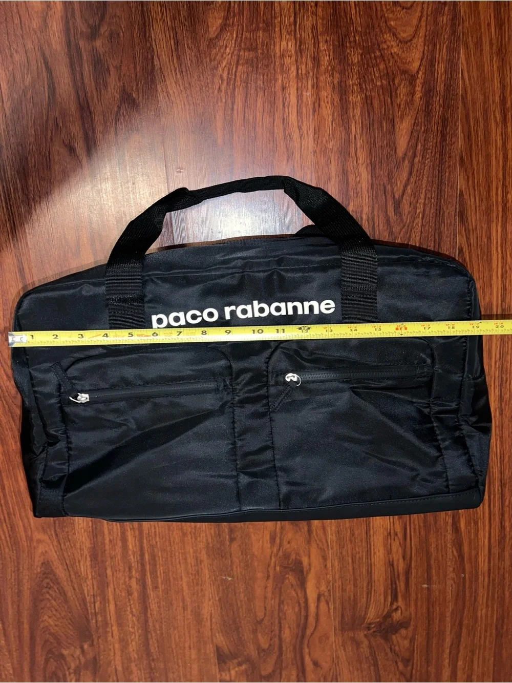 Paco Rabanne Black Nylon Duffel with Front Pockets